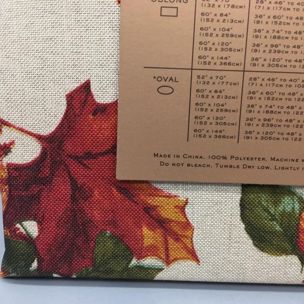 Nicole Miller Vibrant Fall Leaf 60x104 Tablecloth Watercolor Thanksgiving Decor